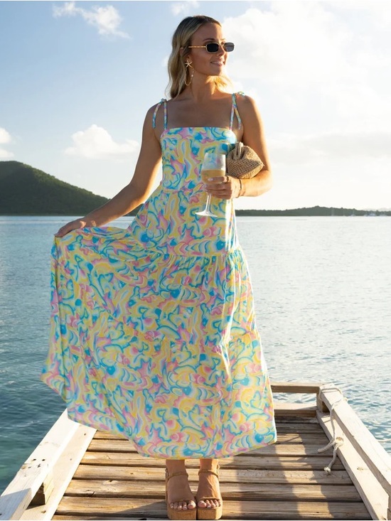 Kenny Flowers Dresses & Skirts - Kenny Flowers St Lucia Resort Pastel Swirl Maxi Dress Size XS